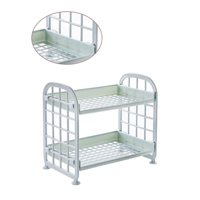 Estante de almacenamiento de plástico para baño de 2 capas, estante de cocina para inodoro, organizador de cosméticos para artículos diversos Almacenamiento y organización del hogar Azul claro Bewildely HA000843-01B