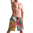 thumbnail image 5 of Dailycode Men's Quick Dry Swim Trunks Beach Shorts Casual Summer Board Shorts with Pockets, Tropical Exotic Leaves, 5 of 8