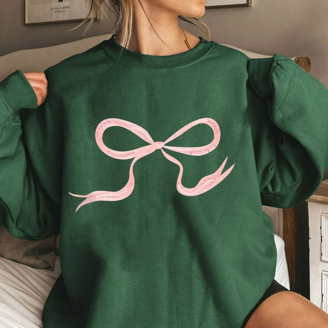 TIMIFIS Chandails en Molleton à Col Rond pour Femmes Mode Printemps Automne Manches Longues Chemises Imprimé Nœud Mignon Pull Tops - Printemps/été