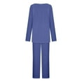 thumbnail image 6 of yievot Women's Pajama Set Soft Long Sleeve Top With Pants Solid Color Loungewear Sleepwear Pajamas, 6 of 7