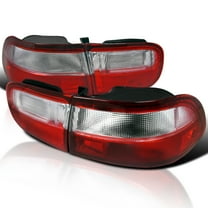 Spec-D Tuning Red Clear Lens Tail Lights Compatible with 1992-1995 Honda Civic 2 Door Coupe, 1992-1995 Honda Civic 4 Door Sedan Left   Right Pair Assembly