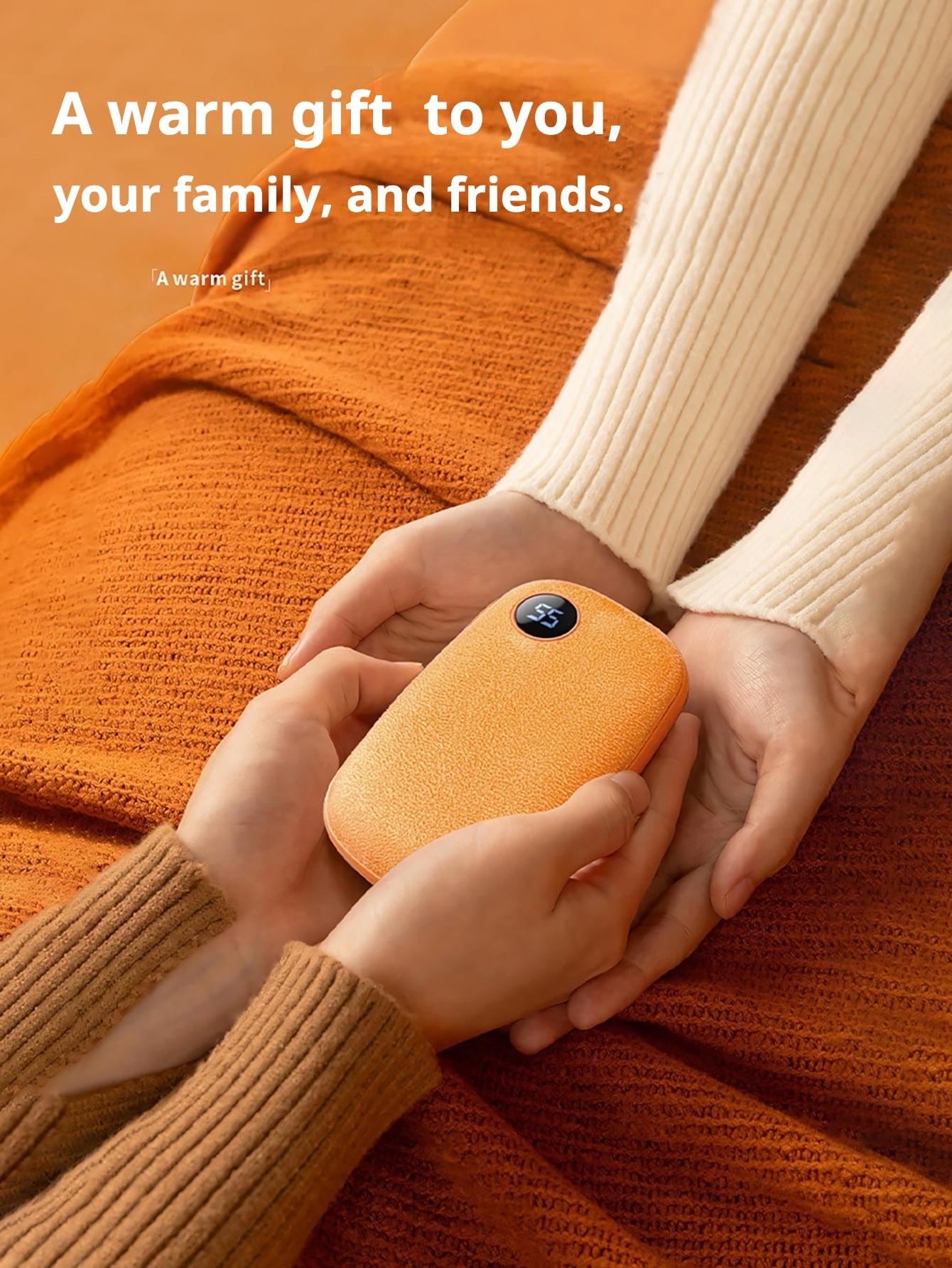 1PC Portable Hand Warmer with LED Display, Fast Heating USB Rechargeable Plush Handwarmer, Long-Lasting Battery, Compact Design for Outdoor Adventures, Ideal Christmas Gift
