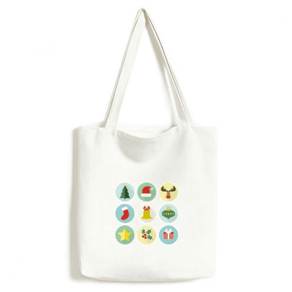 Circle mas Tree Green Illustration Tote Canvas Bag Shopping Satchel Casual Handbag