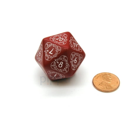 Q-Workshop: D20 Red &amp; White Card Game Level Counter (30 mm) Jumbo D20 Die QWO20LEV03 Q WORKSHOP