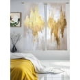 thumbnail image 4 of Gold Grey Semi Sheer Window Curtains 72 Inches Long, Abstract Contemporary Square Graffiti Smear Art Rod Pocket Voile Silky Chiffon Curtain Light Filtering Drapes for Living Room, 52"x72", 2 Panels, 4 of 9