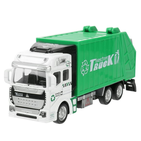 Garbage Truck Toy Friction Powered Pull-back Alloy Car Cool Trash Truck Game for Toddlers Kids