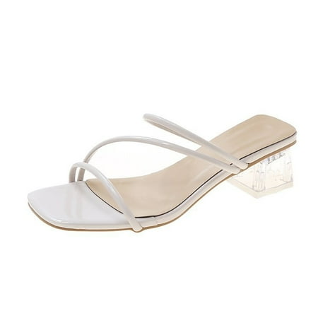 

adviicd Heels Sandals for Women Dress Sandals for Women Wide Direction Outer -heeled Solid Wear Shoes High-heeled Womens Arch Support Sandals