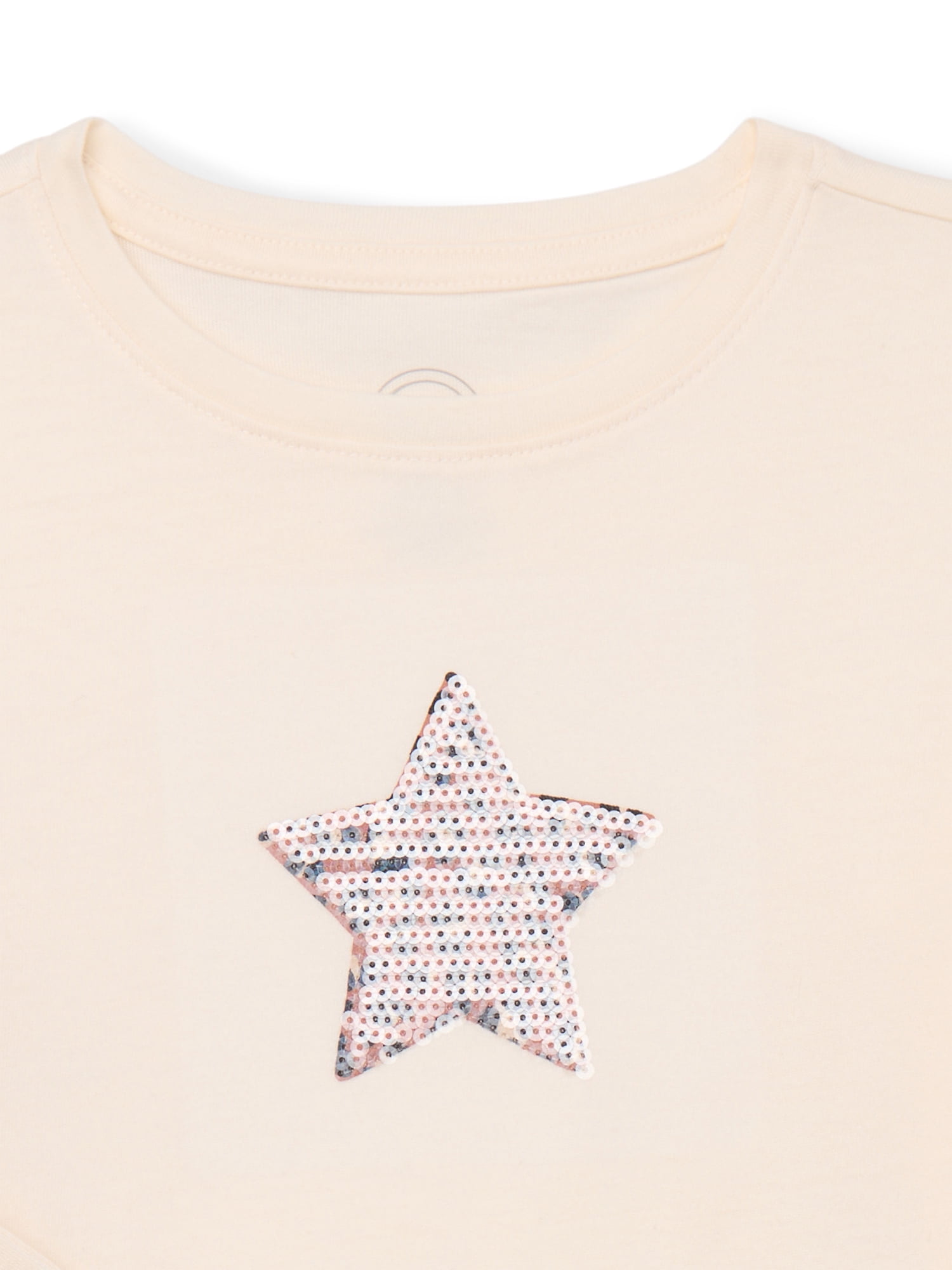 Wonder Nation Girls Embellished Tee with Long Sleeves, Sizes 4-18 & Plus