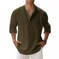 thumbnail image 3 of Men’s Cotton Linen Shirts Button Down Breathable Button-down Lightweight Shirt Casual & Business Wear Clothing, 3 of 5
