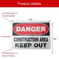 thumbnail image 3 of Danger Constructicn Area Keep Out Sign,Danger Do Not Enter Sign Metal Danger Sign 10x14 Inch Rust Free Aluminum UV Printed Easy to Mount Weather Resistant Long Lasting Ink (4-Pack), 3 of 4