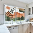 thumbnail image 5 of Mid Century Boho Kitchen Curtains Minimalist Window Curtains and Valances Set 36 Inch, Palm Leaves Sun Mountain Art Rod Pocket Short Tier Curtain, Bohemian Small Curtains for Kitchen Decor, 5 of 6