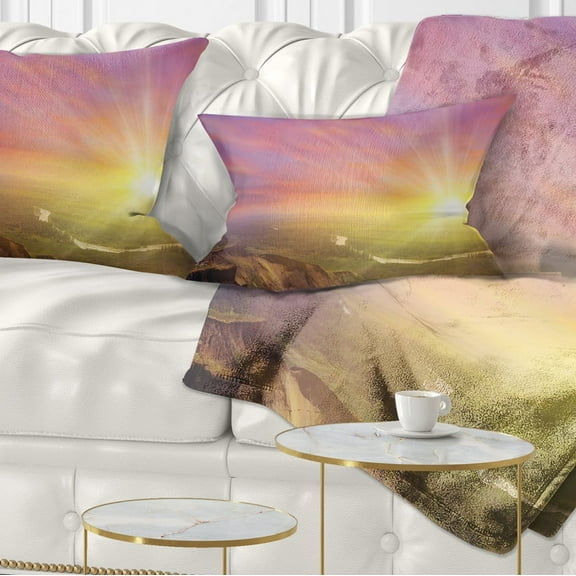 Designart Scintillating Sunset - Photography Throw Pillow - 12x20