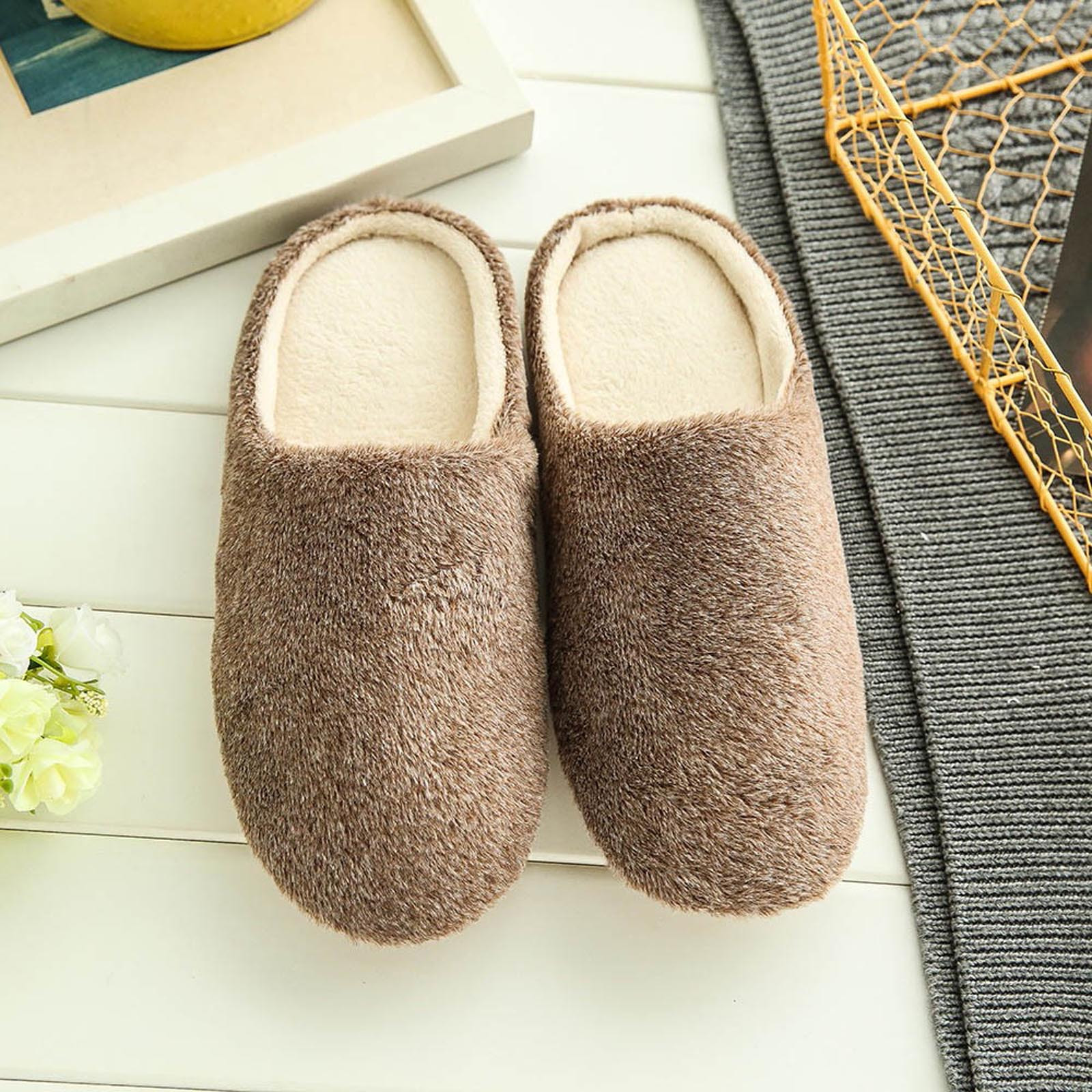 Chiccall Winter Warm Slippers, Comfy Solid Fuzzy Slippers Faux Fur ...