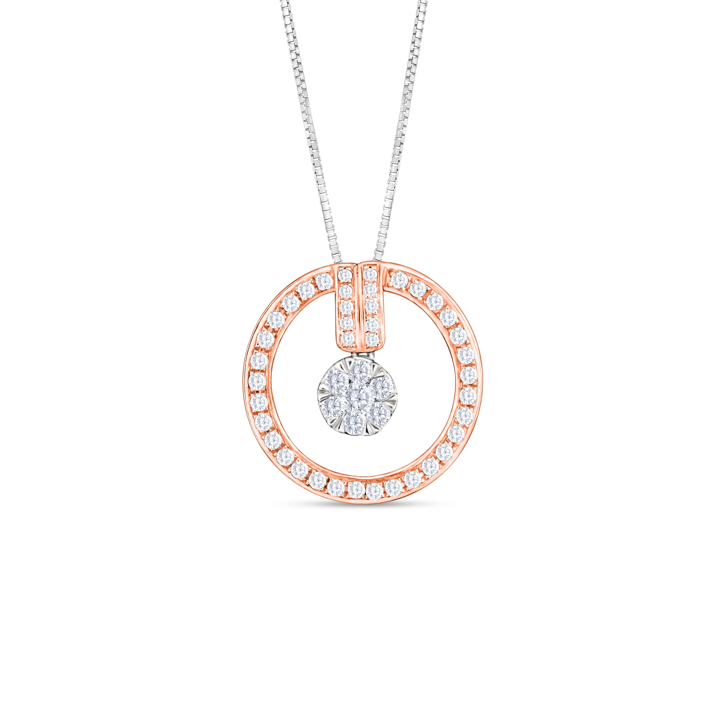 1/4 CT. T.W. Diamond Circle Outline Pendant in 10K Two-Tone Gold ...