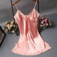 thumbnail image 4 of Sexy Women Patchwork Lace Bowknots Lingerie Nighty Silk Dress Camisola Nightdress BLACK, 4 of 8
