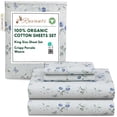 thumbnail image 4 of RUVANTI 100% Organic Cotton Sheets - King Size Sheet Set - 4 Piece Percale Weave Bedding, Crisp, Cooling & Breathable, Soft & Durable, 16" Deep Pocket, Hotel Quality Sábanas - Butter Flight, 4 of 7
