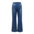 thumbnail image 4 of WTOBBY Women's High Waist Stretch Washed Flare Jeans, Casual Super Flare Denim Pants with a Comfortable and Breathable Fit, Perfect for Relaxed Style,Blue L, 4 of 7