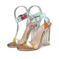 thumbnail image 2 of Clearance VerPetridure Women's Sandals Summer Casual High Heel Shoes Pumps Buckle Ankle Strap Casual Pointed Toe Sandals Transparent Crystal Sandals, 2 of 4