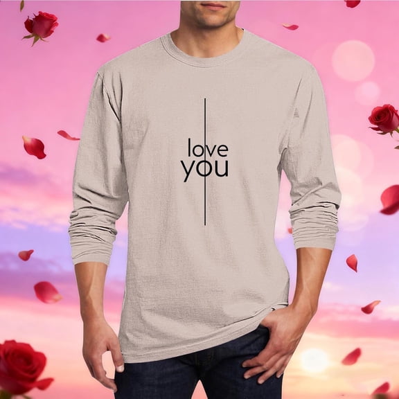Yaoyar Men Fashion Valentine'S Day Printed Sport T-Shirt Long Sleeve Crew Neck Top Shirt Quick-Dry Lightweight Moisture Wicking Shirt Workout Athletic Sun Protection Tee