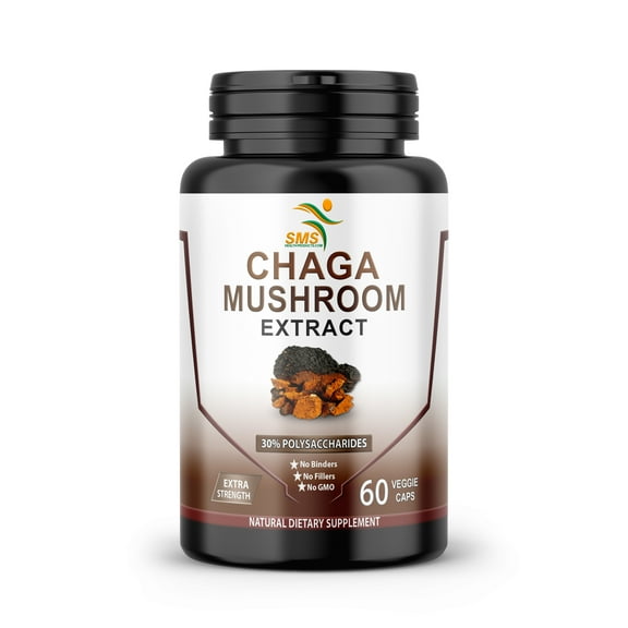 Chaga Mushroom Extract (Inonotus Obliquus) With 30% Polysaccharides 60 Veg Caps