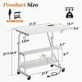 thumbnail image 6 of Soges 31.5" Height Adjustable Computer Desk with Charging Station, Adjustable Side Table Movable Laptop Desk with 2 Storage Shelves, Adjustable Desk on Wheels for Home Office, Sofa, Bed, White, 6 of 9