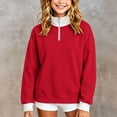 thumbnail image 2 of SGMVNU Girls' Zip Neck Hoodie for Little Girls – Cozy Kids' Casual Sweatshirt with Stand Up Collar Lightweight Winter Layer Red 11-12 Years, 2 of 8