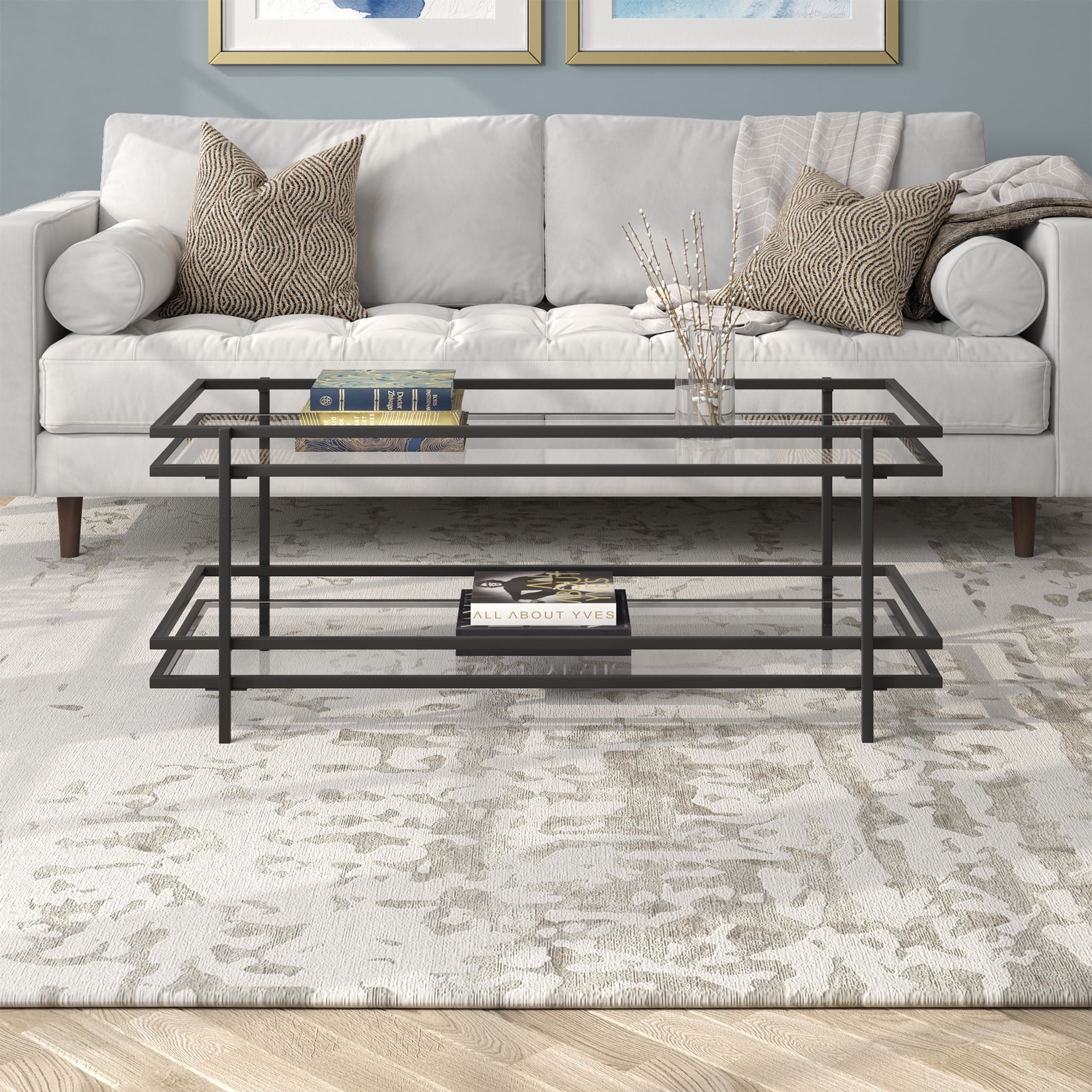 Evelyn&Zoe Robillard 45" Wide Rectangular Coffee Table in Blackened Bronze