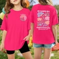 thumbnail image 2 of VNKIDY Girls Kids Floral Print Graphic Tee Short Sleeve Crewneck Oversized T Shirt For Summer Daily Casual Wear Hot Pink 160, 2 of 4