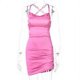 thumbnail image 1 of Dulzura satén mujer Correa Mini vestido fruncido encaje hasta Cruz vendaje espalda descubierta ceñido al cuerpo Sexy fiesta elegante 2023 Club Navidad Delgado Tan Jianjun  unisex, 1 of 2
