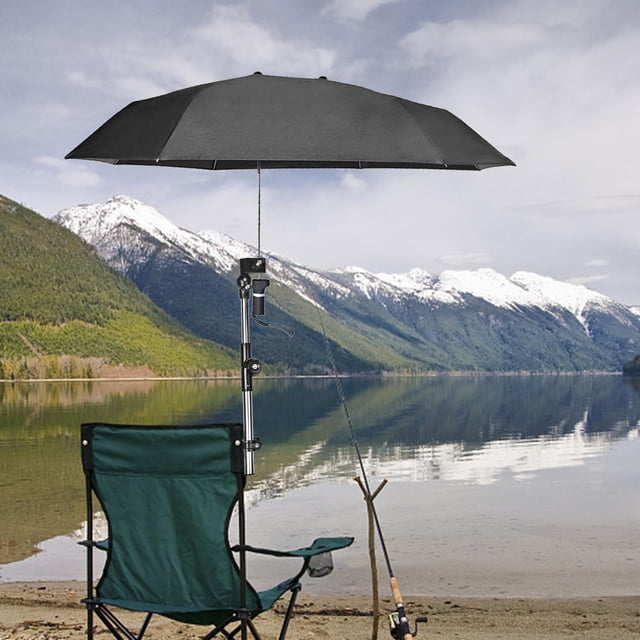 para silla con abrazadera Protección solar para cochecito ajustable de 360 grados Capa única negra Cola Paraguas