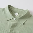 thumbnail image 6 of Men's Linen Shirts Lapel Collar Long Sleeve Button Down Business Casual Blouse Solid Dress Shirt Officewear (L, Green), 6 of 7