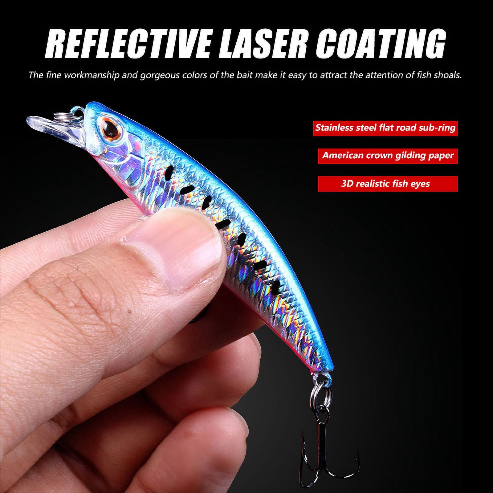 HENGJIA Fishing Lures Large Hard Bait Minnow VIB Lure with Treble Hook Life-Like Swimbait Fishing Bait Popper Crankbait Sinking Lure for Trout Bass Walleye Redfish