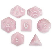 Wiz Dice Cherry Blossom Set of 7 Polyhedral Dice in Display Case-Pastel Pink