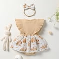 thumbnail image 5 of Douhoow Baby Girl Fly Sleeve Rabbit Print Romper Dress with Bowknot Hairband, 5 of 9