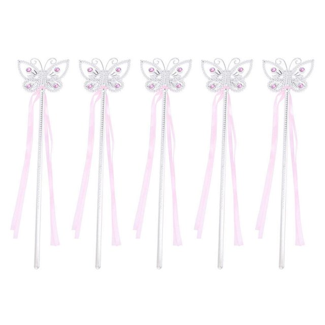 CUITING 5Pcs Lovely Butterflies Wands Butterflies Theme Performance Wands Birthday Party Wands