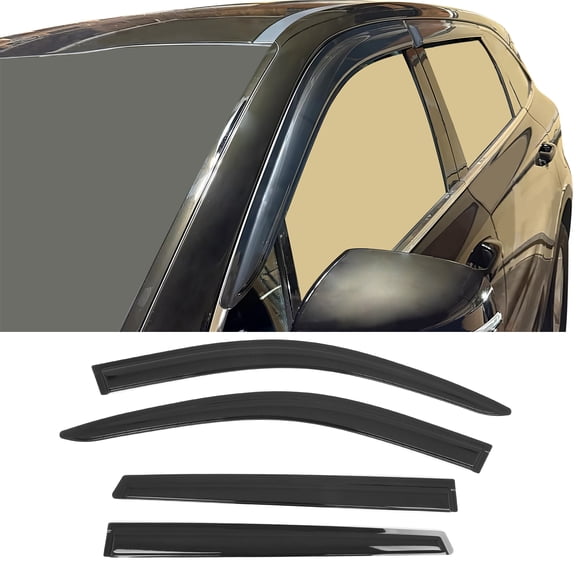 Ikon Motorsports Tape on Window Visors Compatible With 2021-2025 Kia Sorento, Sun Rain Wind Guard Vent Shade Deflectors Acrylic Smoke/Tinted 4PCS