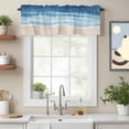 thumbnail image 2 of Curtain Valance for Windows, Navy Blue Gradient Ocean Wave Kitchen Valances Rod Pocket Short Curtains, Seaside Water Stripe Window Valance for Bedroom Bathroom Living room 42x12in, 2 of 9