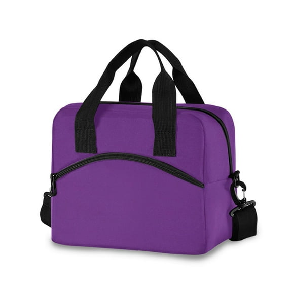 joogoo Purple Solid Color Insulated Lunch Bags Reusable Cooler Box with Shoulder Strap