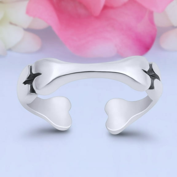 5mm Bones Toe Band Ring 925 Sterling Silver Thin Adjustable Stylish Rings For Women