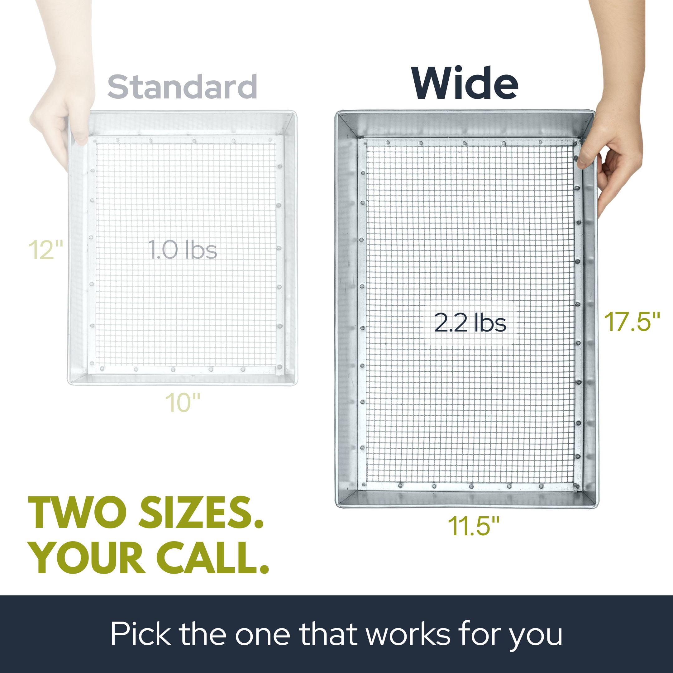 WENSES Wide Soil Sifter, 17.5 x 11.5 inch Size with 1/4 inch Mesh, Includes Work Gloves