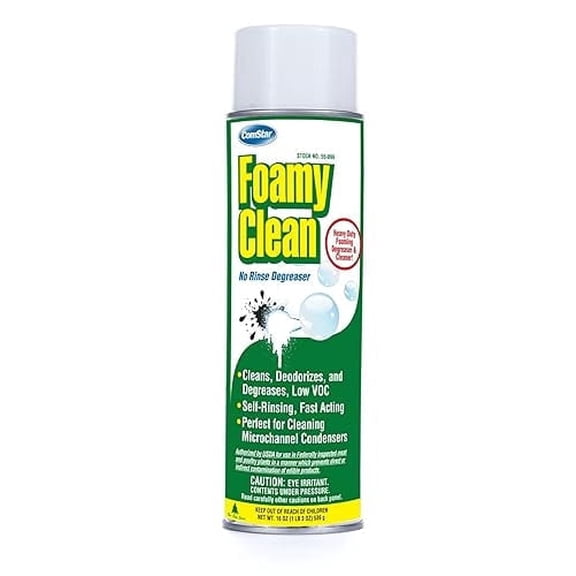 ComStar Foamy Clean,16 Ounces, No-Rinse Degreaser & Coil Cleaner, Deodorizes with a Fast Breaking Foam, Non-Corrosive, Made In USA (55-099)