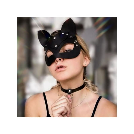 MarinaVida Halloween Masquerade Leather Cat Mask Sexy Face Mask Costume Party Mysterious Mask