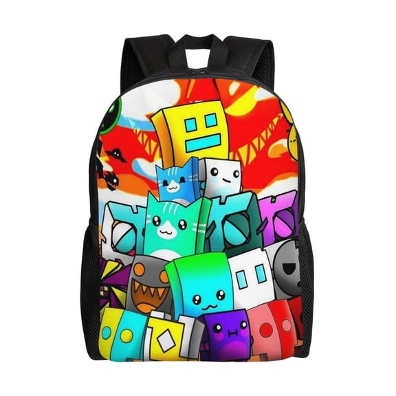 Geo-metry Game Dash Lightweight Backpack Laptop Shoulders Bag Bookbag Daypack Travel Women Men