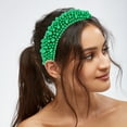 thumbnail image 3 of Unique Bargains Pearls Padded Headband Sponge Wide Brim Headband Women Hairband Green, 3 of 7