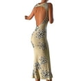 thumbnail image 3 of Vestido ajustado de punto con estampado Txlixc para mujer Y2K verde ahuecado Midi vestidos sin mangas 2021 vestido de playa de verano Txlixc  Estilo de ocio, 3 of 7
