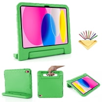 Tarise Kids Case for Apple iPad 10th Generation 10.9 inch 2022 with Pencil Holder/Foldable Convertible Handle/Kickstand Slim Lightweight Kid-Proof Soft EVA Foam Shockproof Rugged Stand Cover, Green