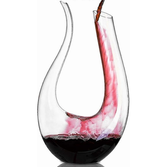 Wine Carafe, 1.5 Liter U Shape Crystal Glass Wine Bottle Set, Lead Free Red Wine Glass Decanter, Aerated Wine Bottle With Decanter Glass, Decanter Bot