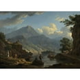 thumbnail image 2 of John Knox 14x11 Black Ornate Wood Framed Double Matted Museum Art Print Titled: Landscape with Tourists at Loch Katrine, 2 of 5