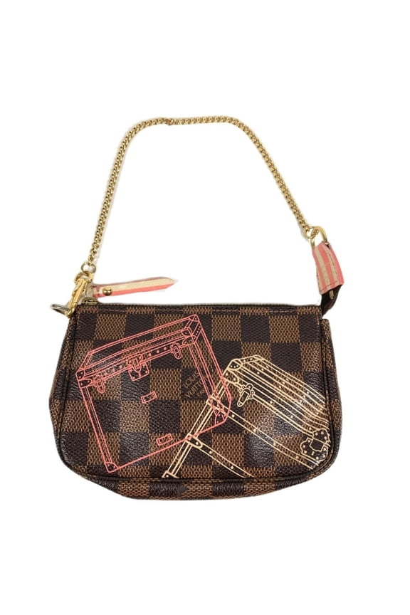 Pre-Owned LOUIS VUITTON N41433 Damier Mini Pochette Accessoires Bag Accessory Pouch Chain...