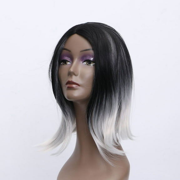 SOPOTUTU Synthetic Wigs for Women Black and Gray Fiber Wig 1 Piece Comfortable